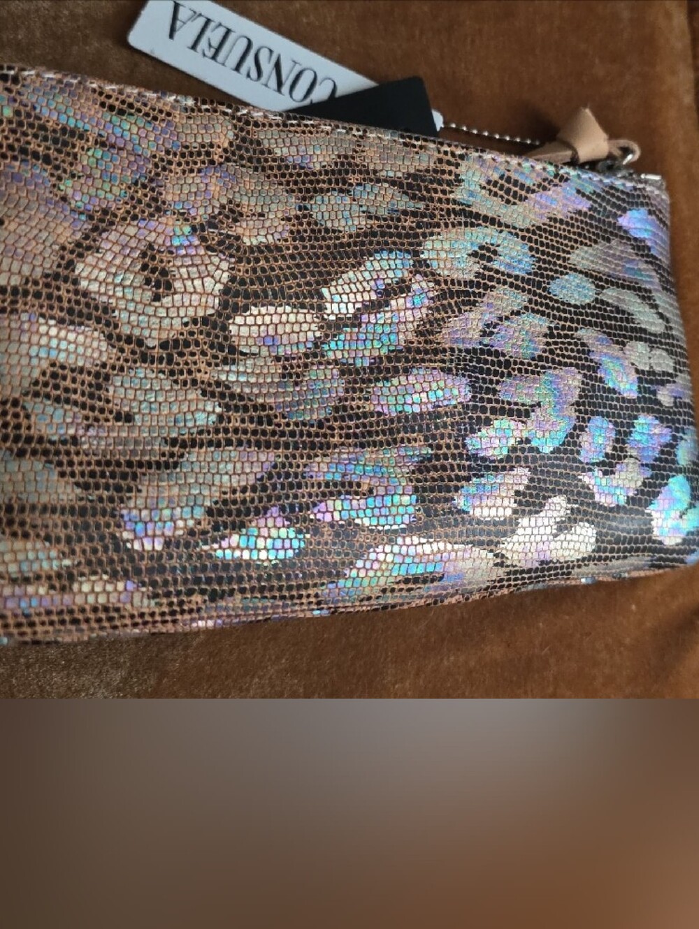 Consuela Iris Iridescent Leopard Slim Wallet with Beige Trim NWT - Picture 9 of 11